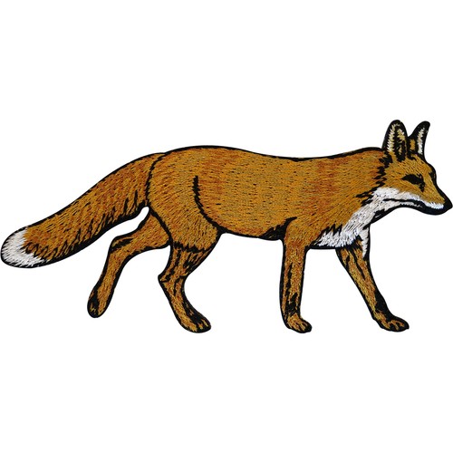 Embroidered fox iron badge - embroidered,